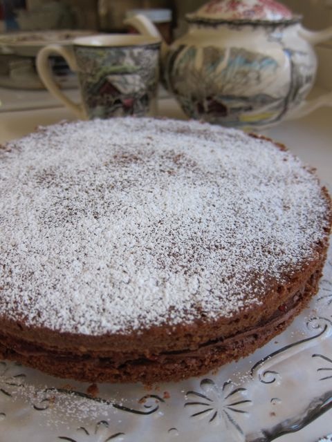 Chocolate Victoria sponge ready